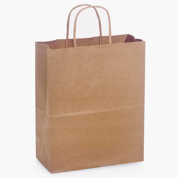 Nashville Wraps - Recycled Brown Kraft Paper Retail Shopping Bags: 300 Pack / Market Flat Handle 12x6.5x14"