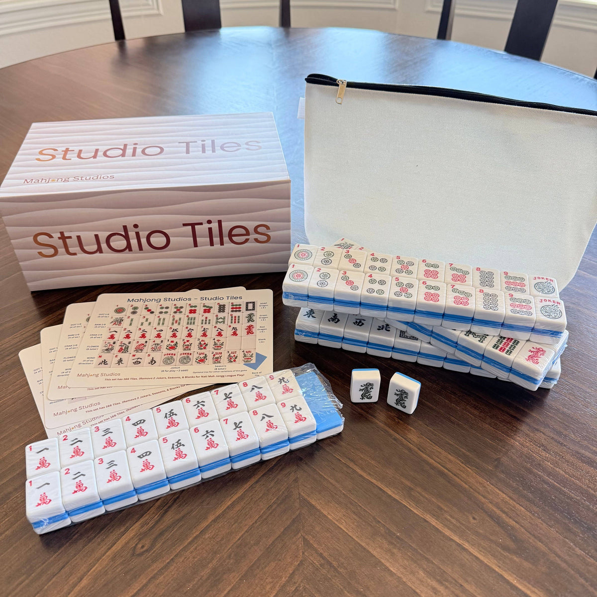 Mahjong Studios - Mahjong Studios – Rose Dragon American Mahjong Tile Set (166 Tiles): All In One - Carry Bag + Tiles & Bag + Mat + Racks + Instructions