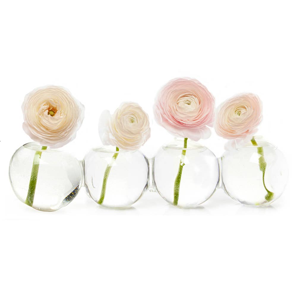Caterpillar Clear Glass Bud Vase Long. Small And Large