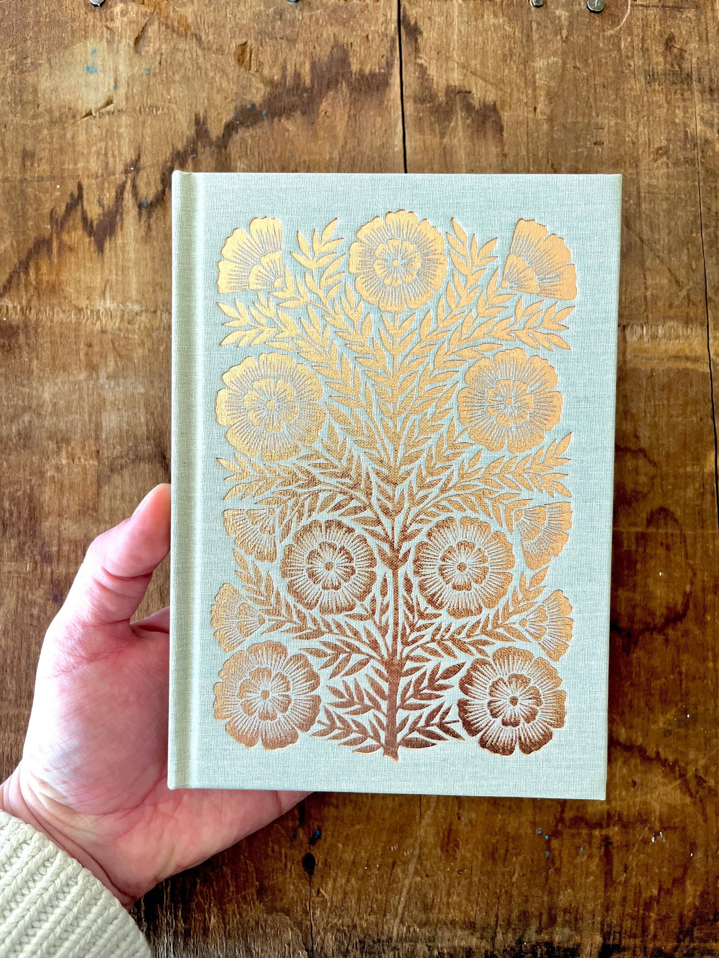 Foil Stamped Linen Journal: Muted Sage