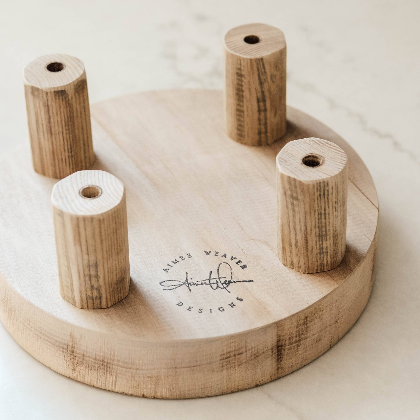 Round Reclaimed Wood Riser Stand | Made In USA
