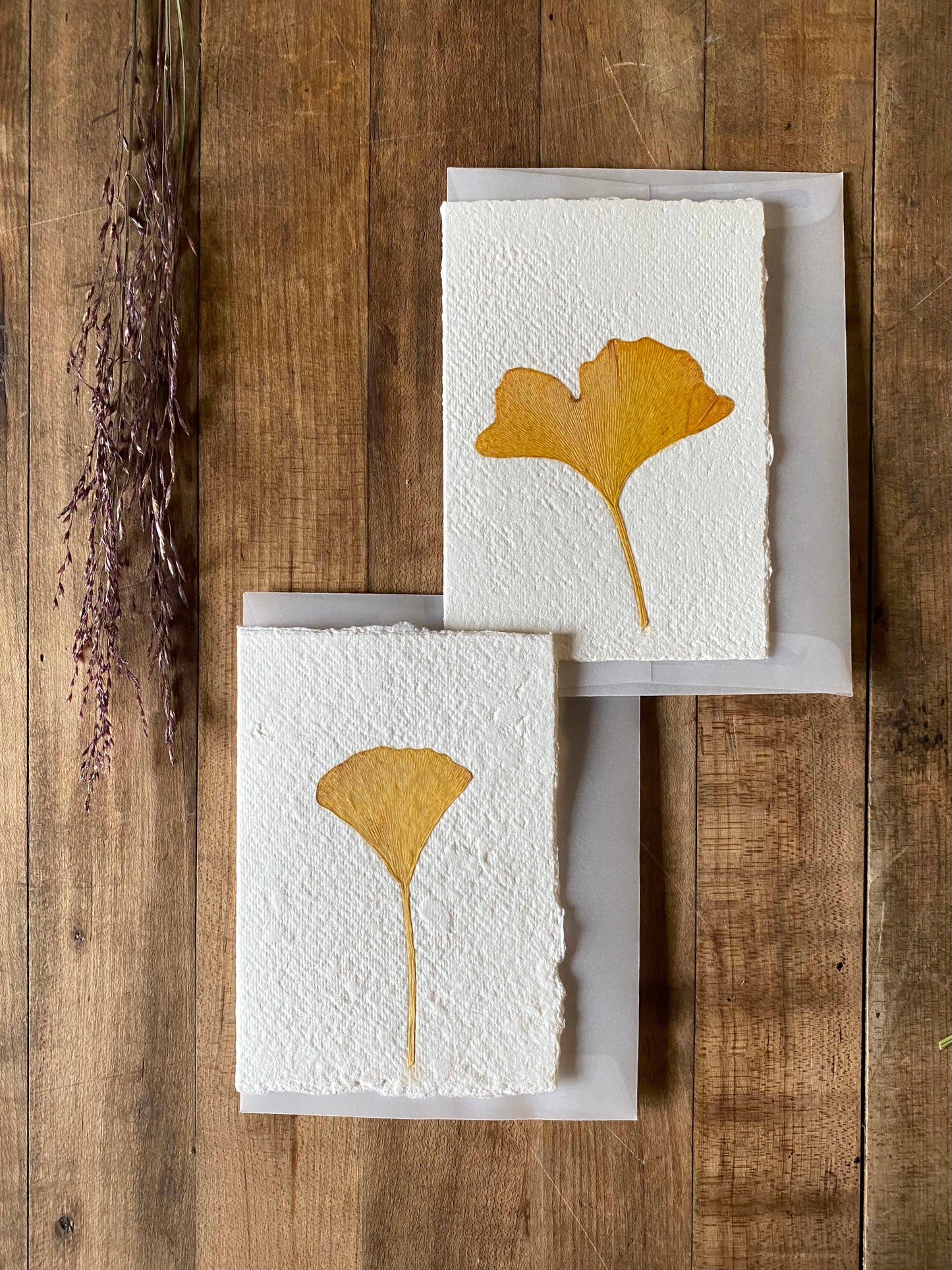 Ginkgo handmade greeting card