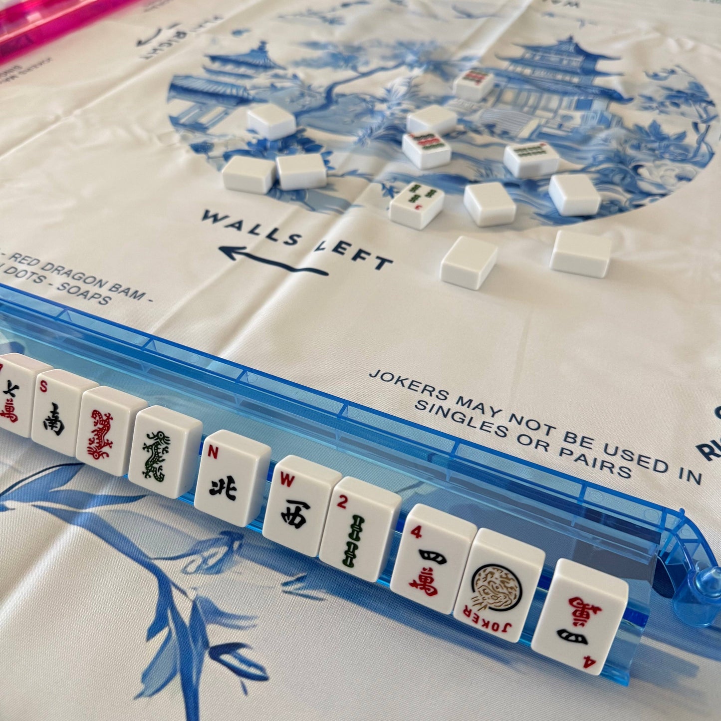 Mahjong Studios - Bright Blue Mahjong Rack and Pusher Set: Bright Blue