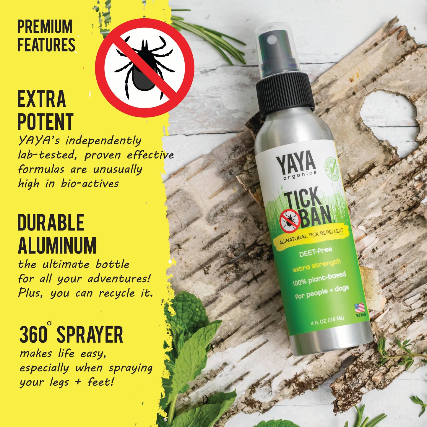 YAYA Organics - Tick Ban All-Natural Tick Repellent - 4 oz.