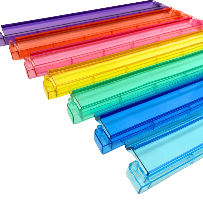 Mahjong Studios - Mahjong Rack and Pusher Set of 4 - Multi Colors Blue Purple Red Green Clear: Clear