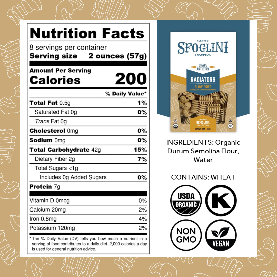 Sfoglini - Radiators, Organic Durum Semolina Pasta