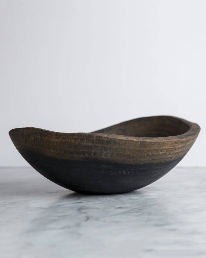 13" EBONIZED OAK OVAL BOWL