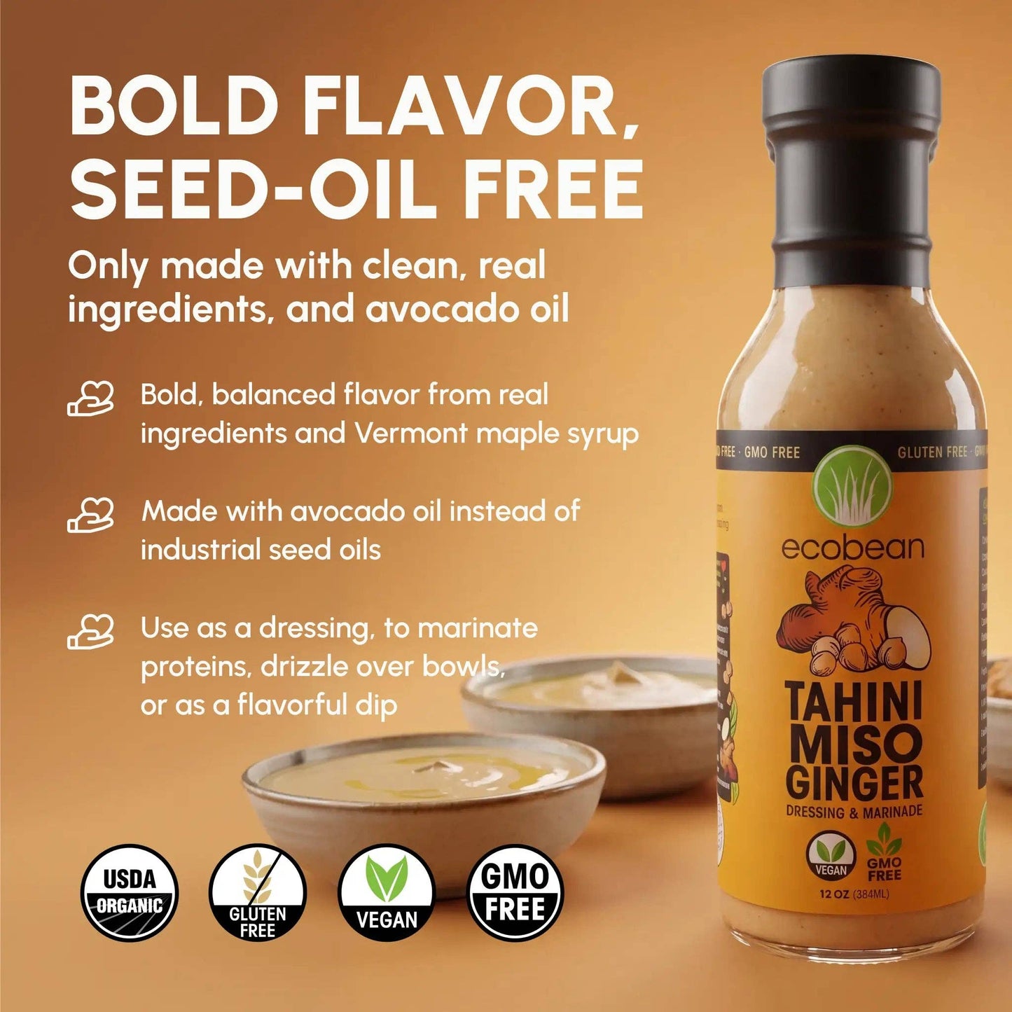Ecobean - TAHINI MISO GINGER SALAD DRESSING: 6 Pack