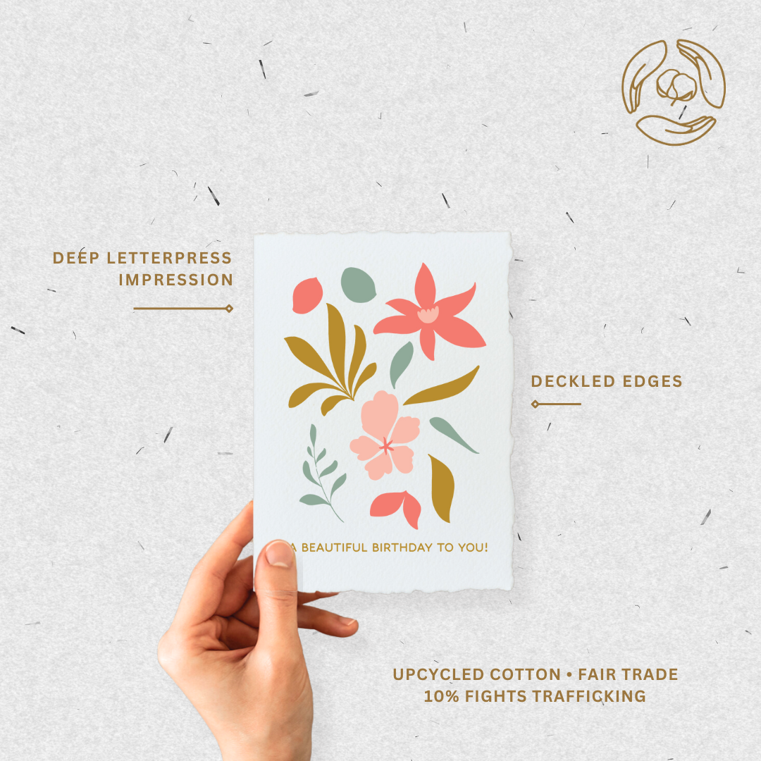 Paper Baristas - Beautiful Birthday | Eco-Friendly Fair Trade Greeting Card: Folded A2 Greeting Card. Blank Inside.
