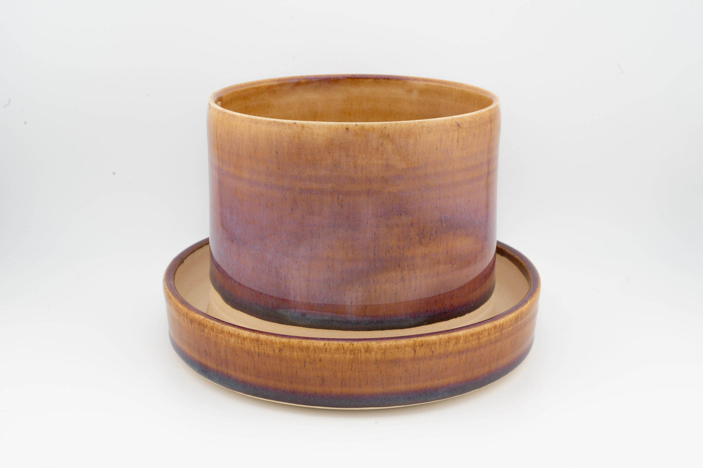 4" x 4" Planter attached base drainage, Handmade Ceramic
