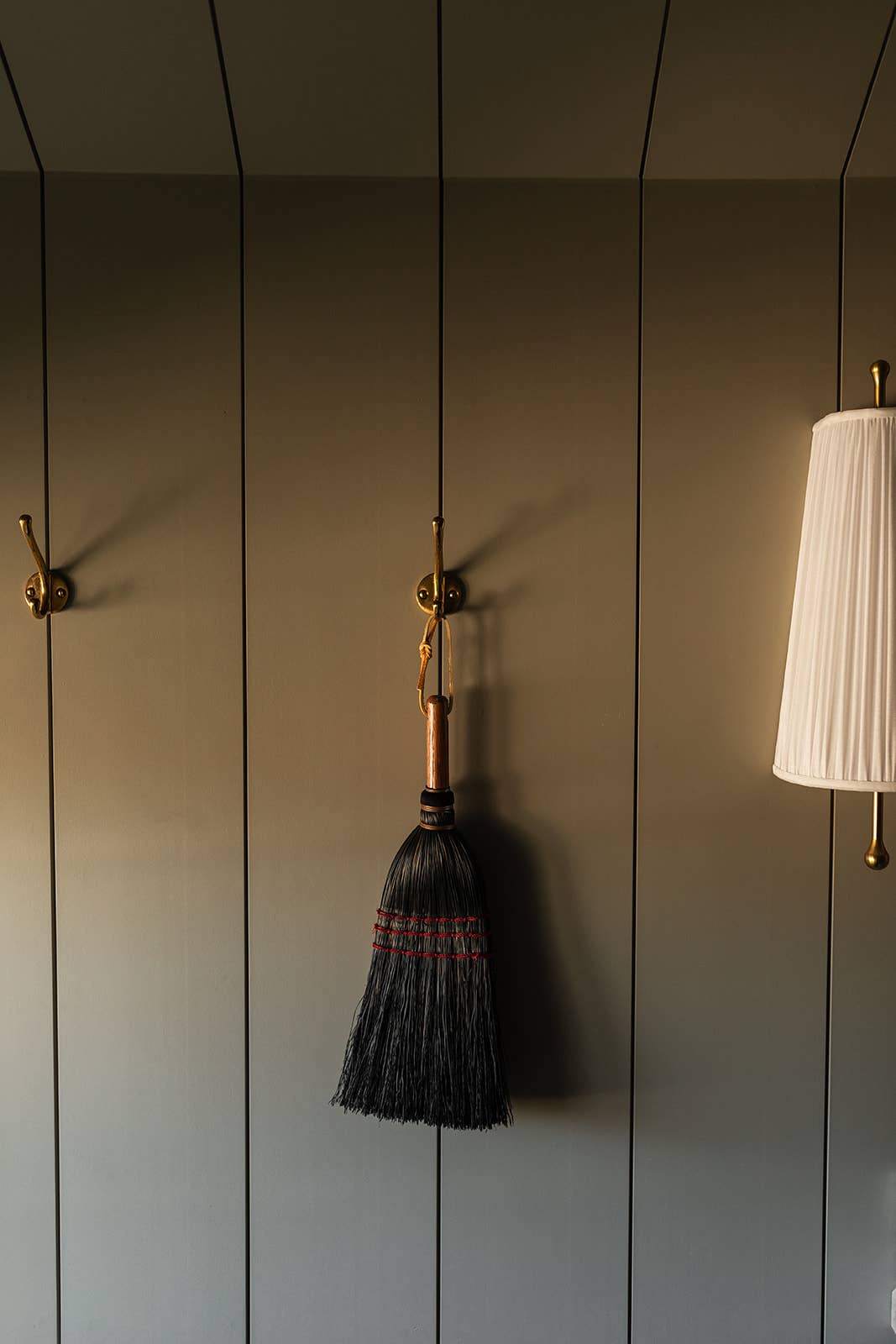 Handmade Amish Black Hand Broom | Oak & Natural Straw