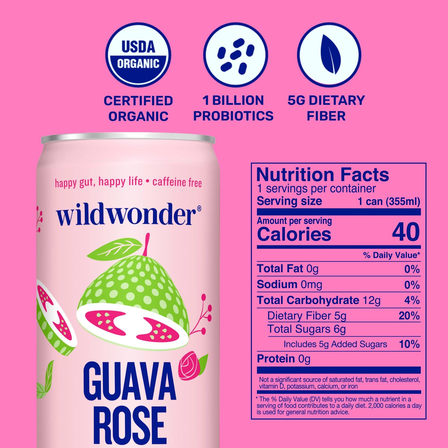 Guava Rose - Prebiotic + Probiotic Sparkling Drink (12 fl oz)