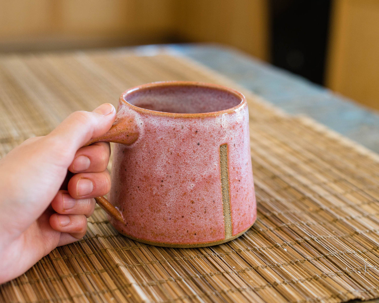 Handmade Ceramic Mug in Glossy Pink