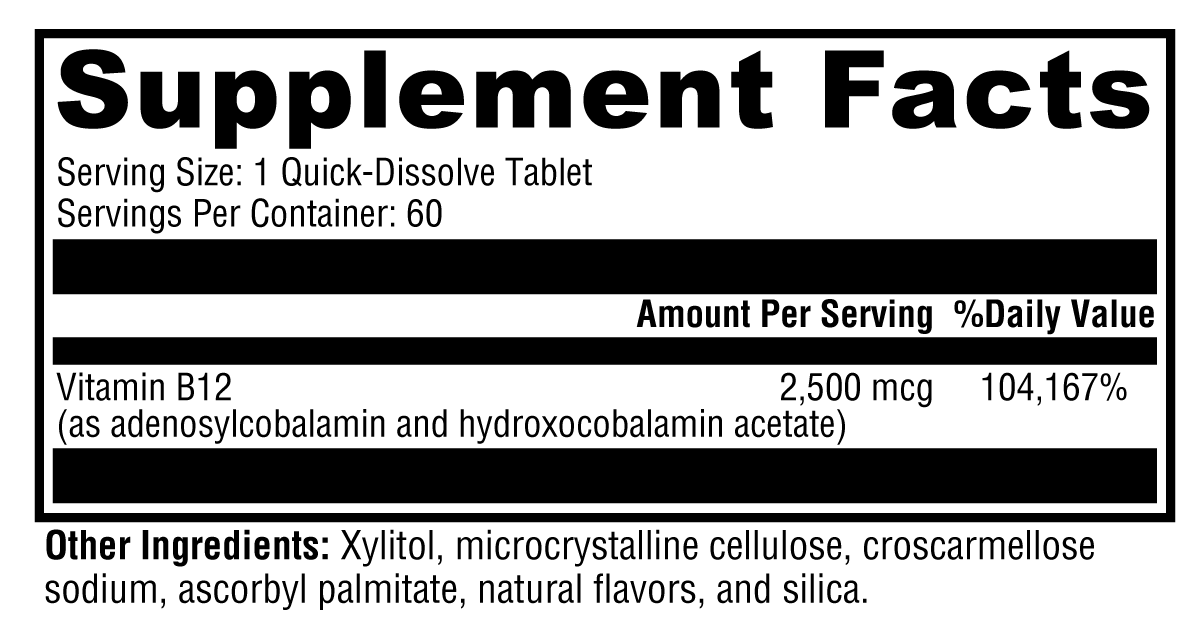Adeno+Hydroxo B12 - Natural Fruit Punch (60 qd tabs)