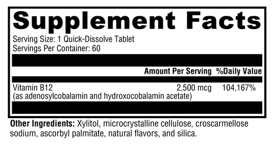 Adeno+Hydroxo B12 - Natural Fruit Punch (60 qd tabs)