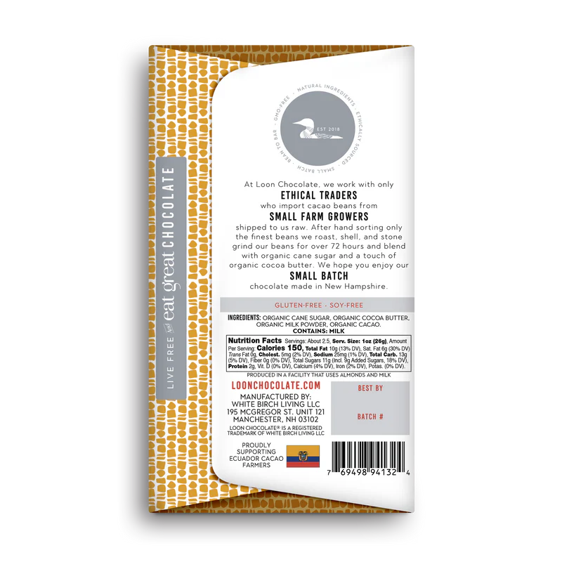 Chocolate Bar - 40% Milk, Equador (2.1 oz)