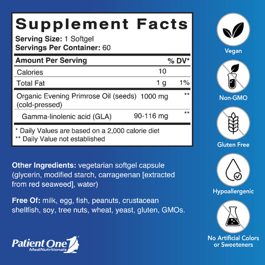 Evening Primrose Oil, 1000 mg (60 softgels) - Patient One