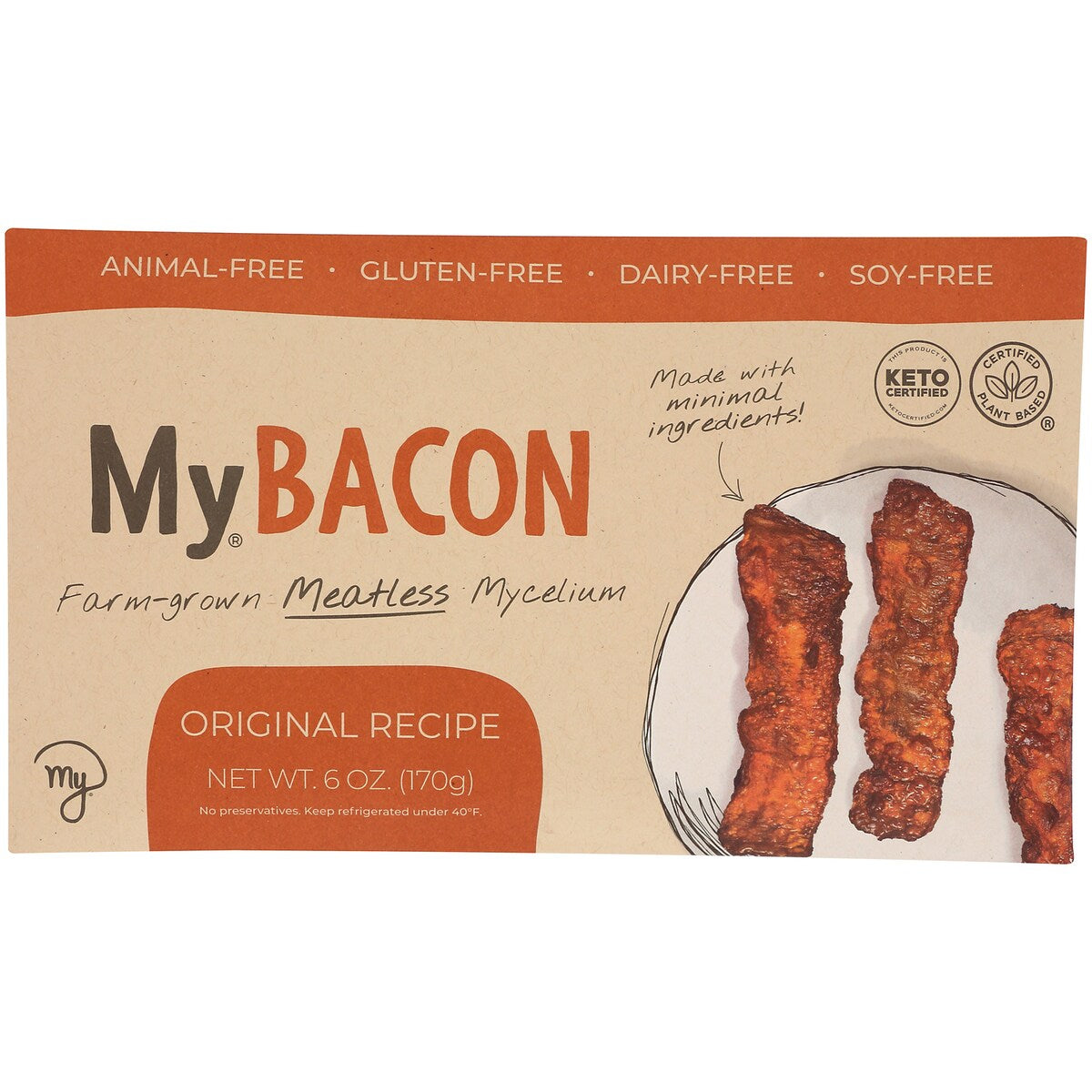 MyBacon - Meatless Mycelium Bacon, Original Recipe (6 oz)