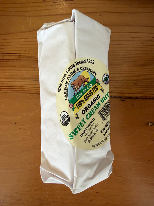 Butter, 100% Grass-fed Sweet-cream Salted Organic (8 oz) - Larson Farm