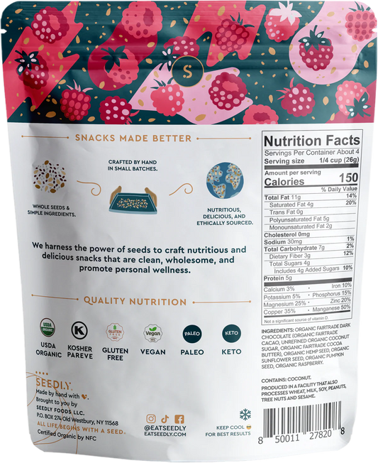 Seed Bark - Raspberry Bliss, Dark Chocolate, Organic (3.6 oz)