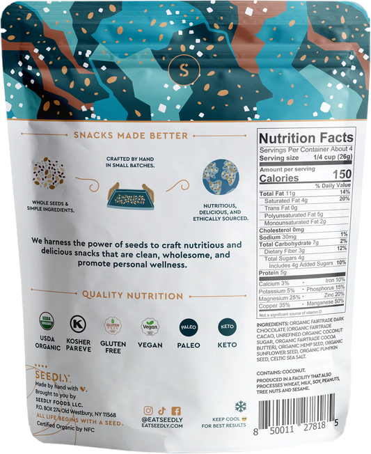Seed Bark - Celtic Sea Salt, 70% Dark Chocolate, Organic (3.6 oz)