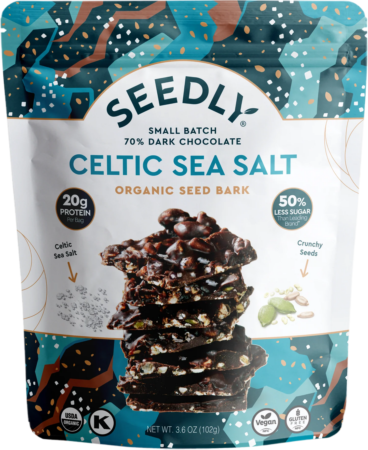 Dark Chocolate Seed Bark, Celtic Sea Salt - Organic