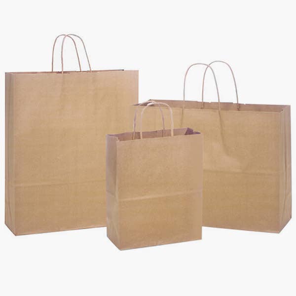 Nashville Wraps - Recycled Brown Kraft Paper Retail Shopping Bags: 300 Pack / Market Flat Handle 12x6.5x14"