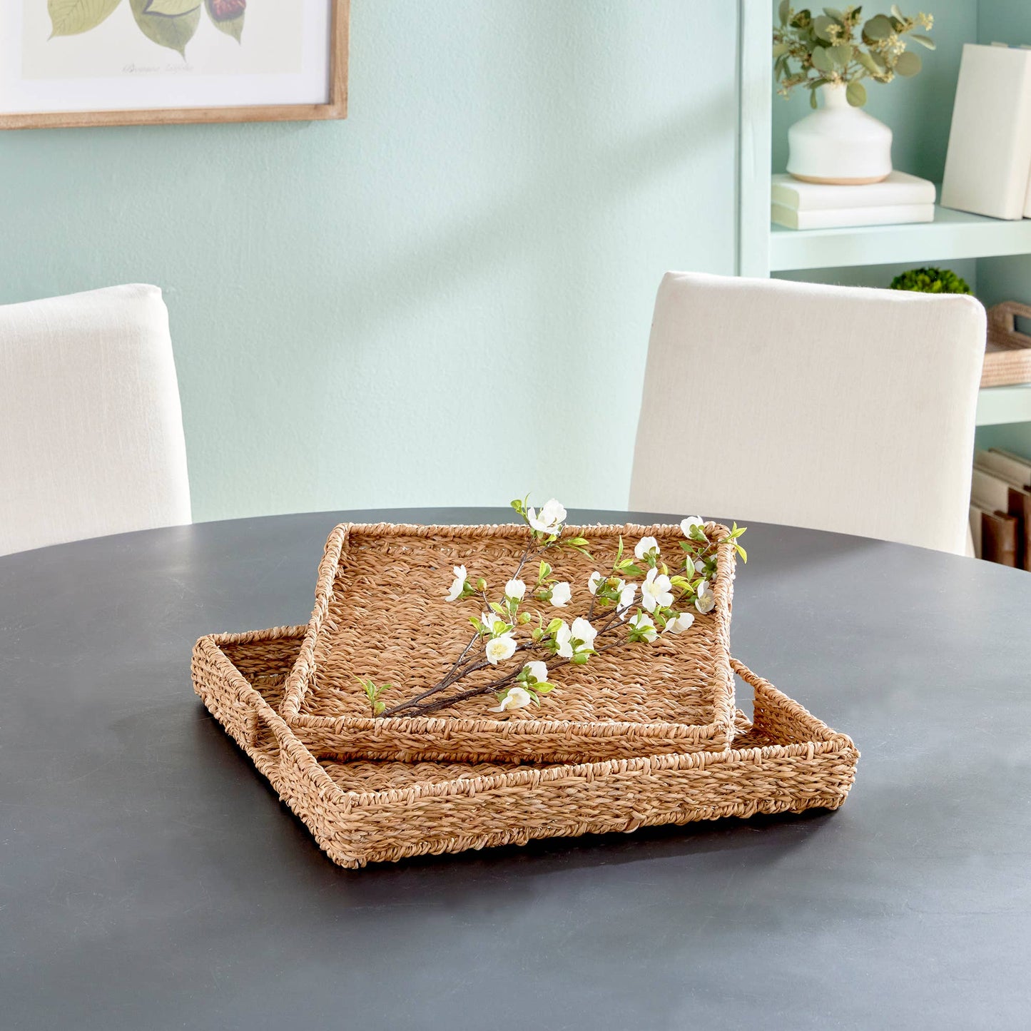 Seagrass Rectangular Trays, Set of 2