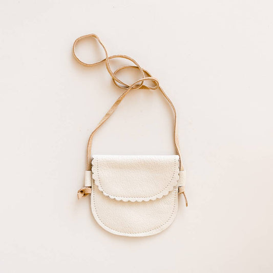 Little Girl Leather Purse in Cream