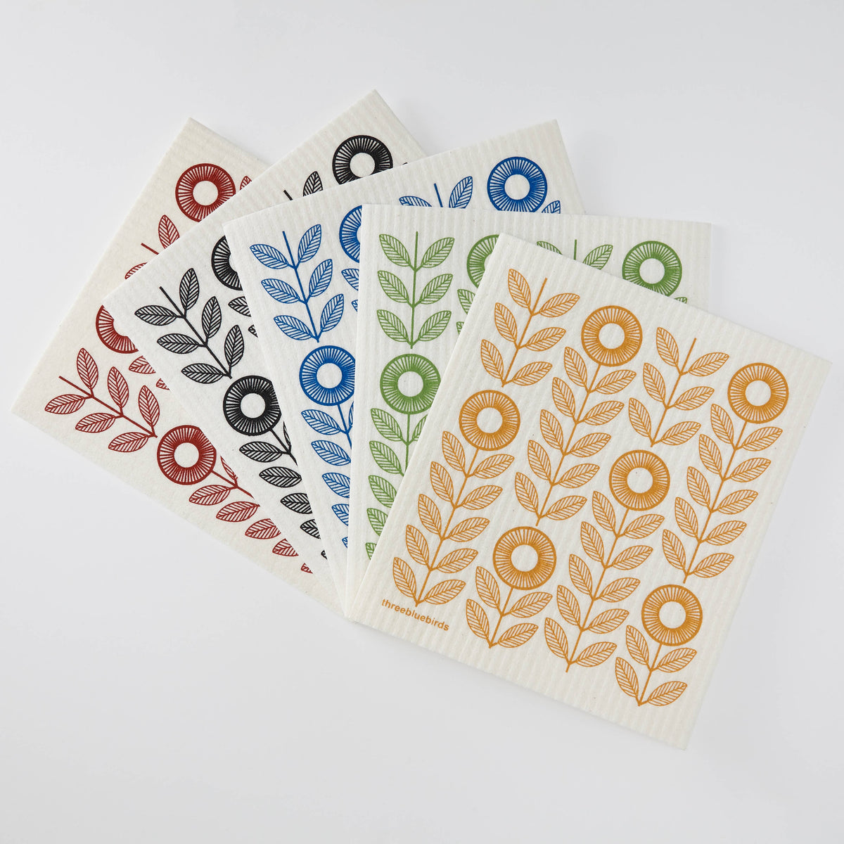 Three Bluebirds Swedish Dishcloths - Mustard Sunflowers Swedish Dishcloth