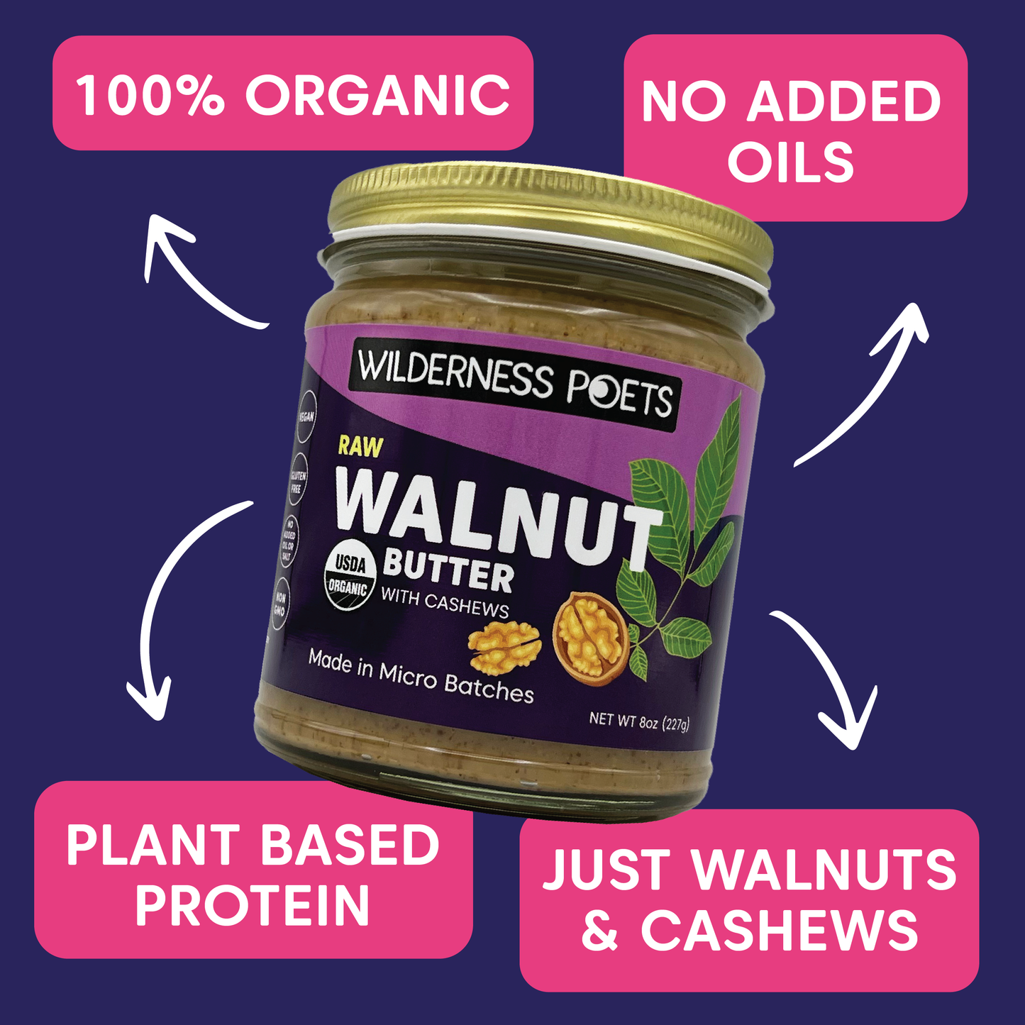 Walnut Butter, Raw - Organic (8 oz)