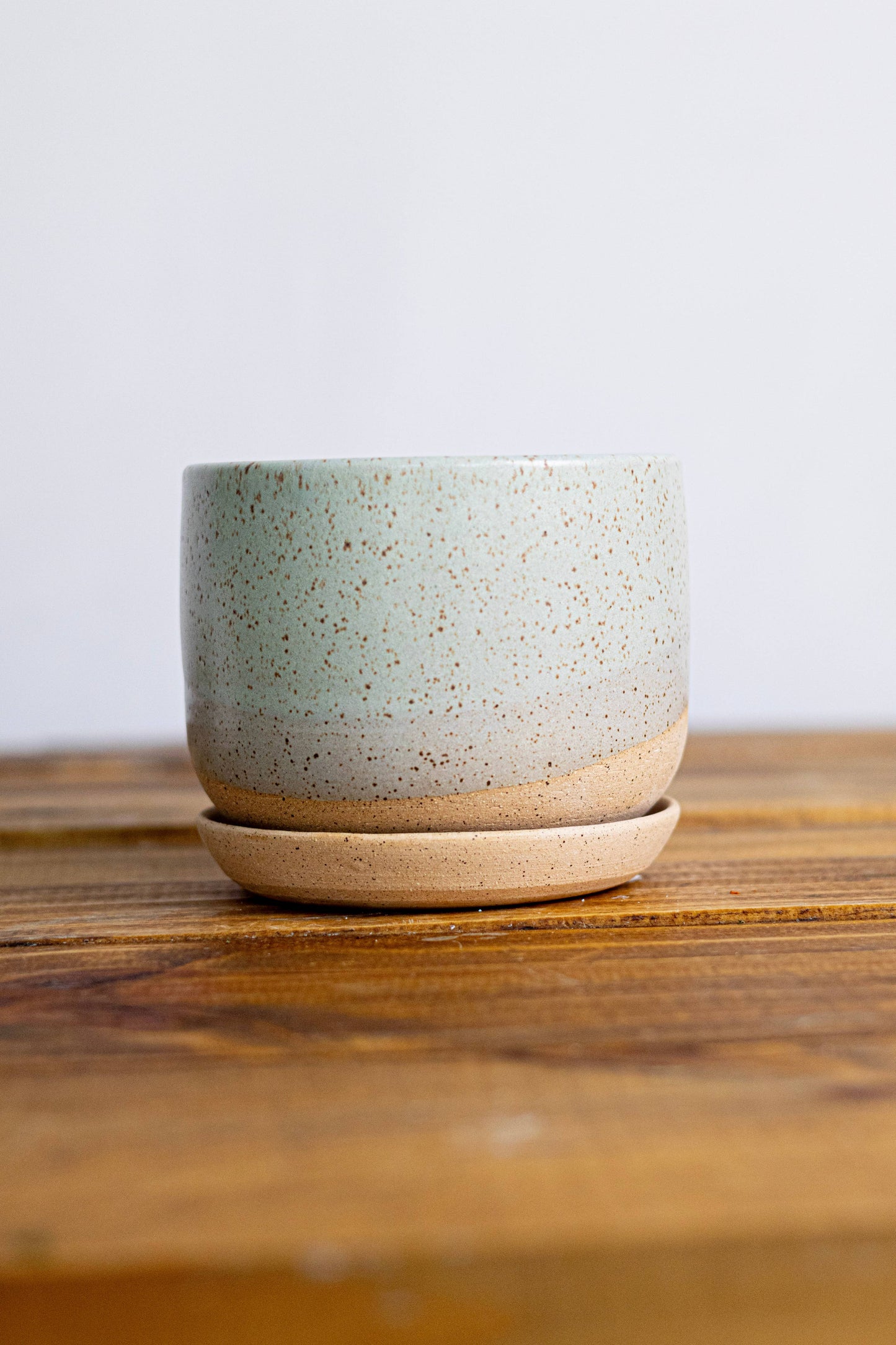 Handmade Ceramic Planter with Saucer – Wide Bottom
