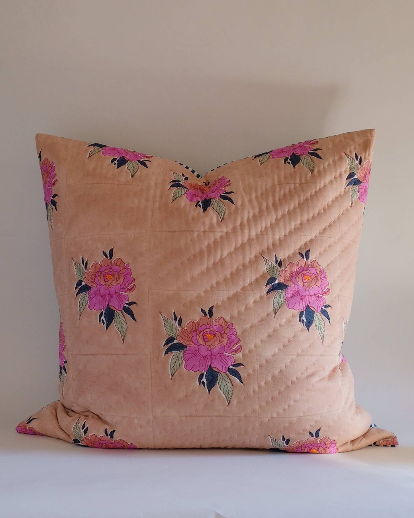 Soil to Studio - Babita - Hand Block-printed Quilted Euro Sham (Old Rose)