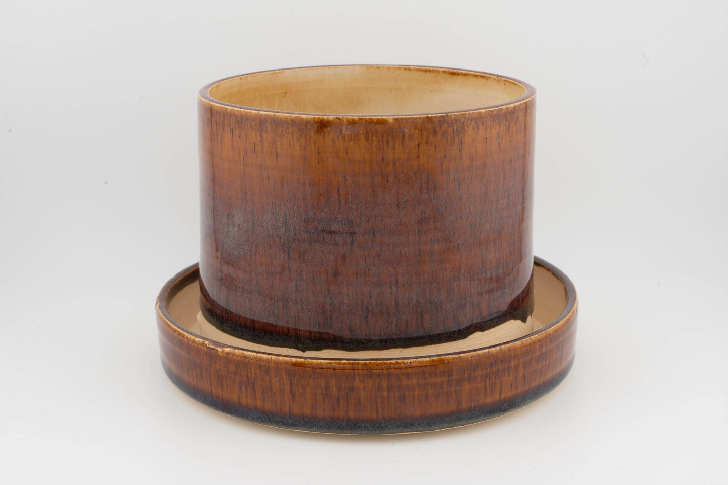 4" x 4" Planter attached base drainage, Handmade Ceramic