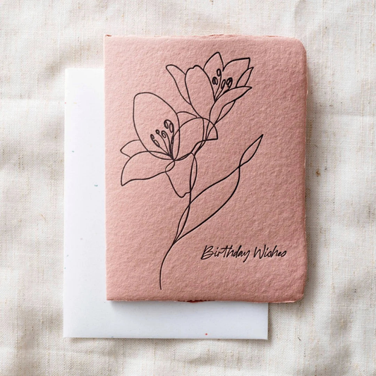 birthday wishes flower bouquet letterpress greeting card_1