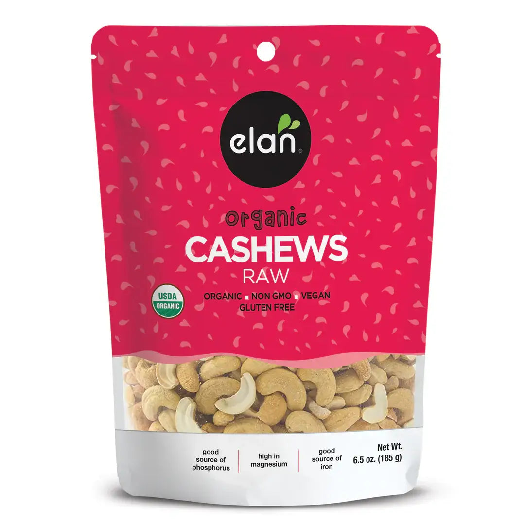 Elan - Elan Organic Raw Cashews, Nuts, Snacks, Gluten Free (7 oz)