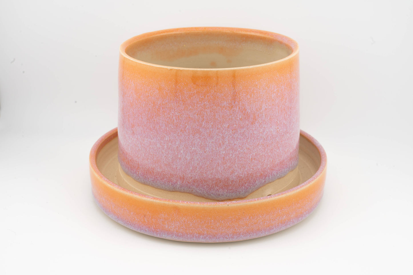 4" x 4" Planter attached base drainage, Handmade Ceramic