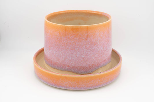 4" x 4" Planter attached base drainage, Handmade Ceramic