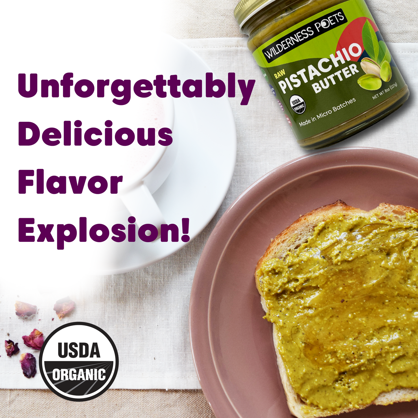 Pistachio Butter, Raw - Organic (8 oz)
