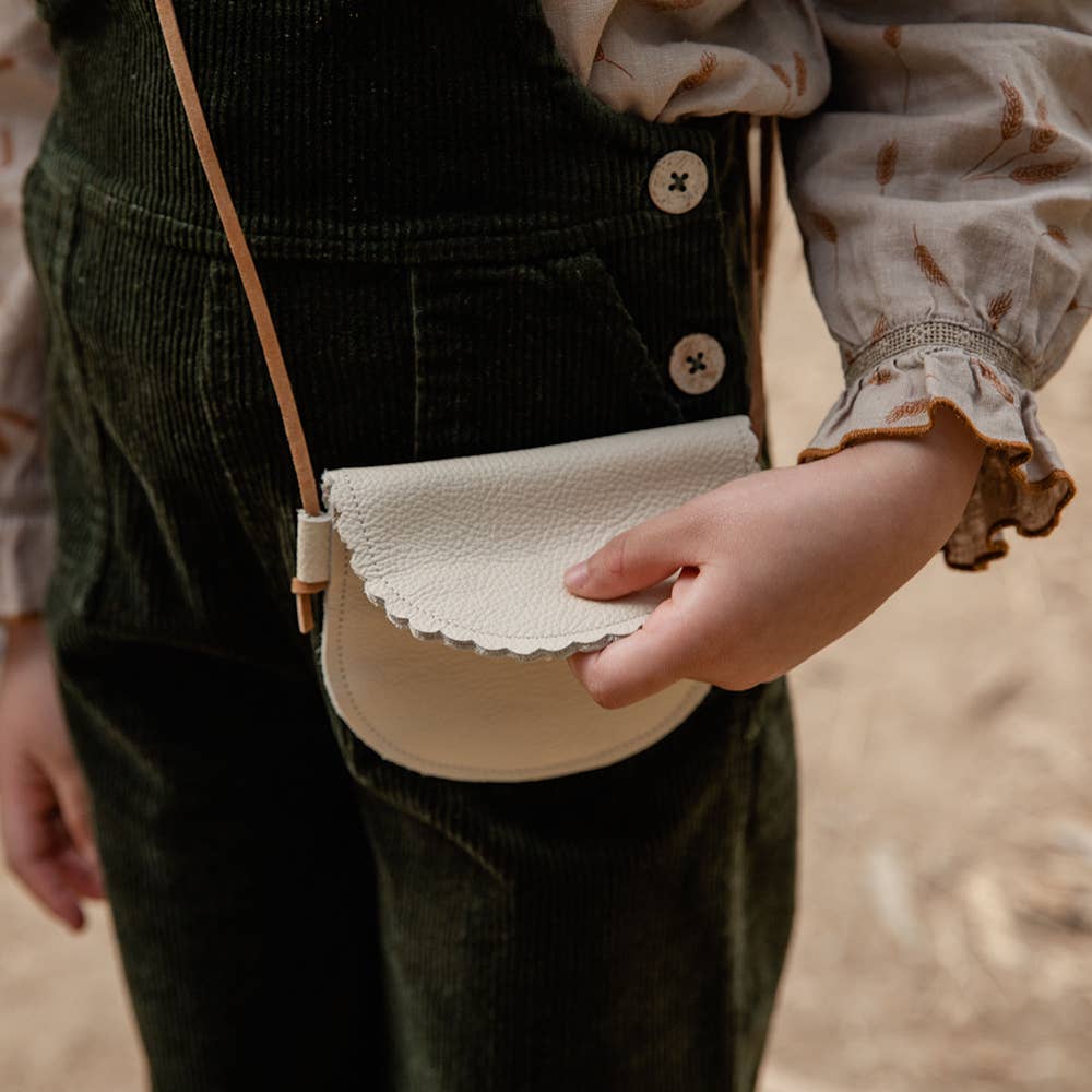 Little Girl Leather Purse in Cream