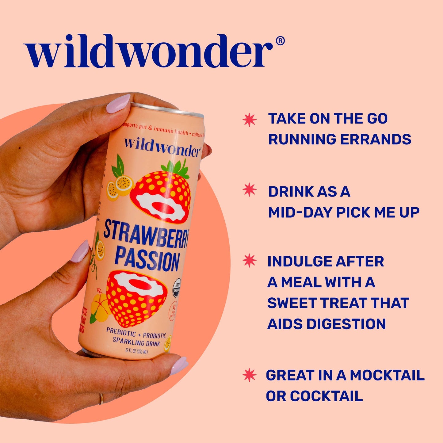 Strawberry Passion - Prebiotic + Probiotic Sparkling Drink (12 fl oz)