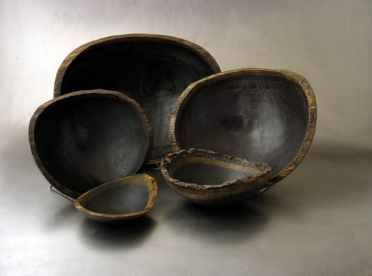 13" EBONIZED OAK OVAL BOWL