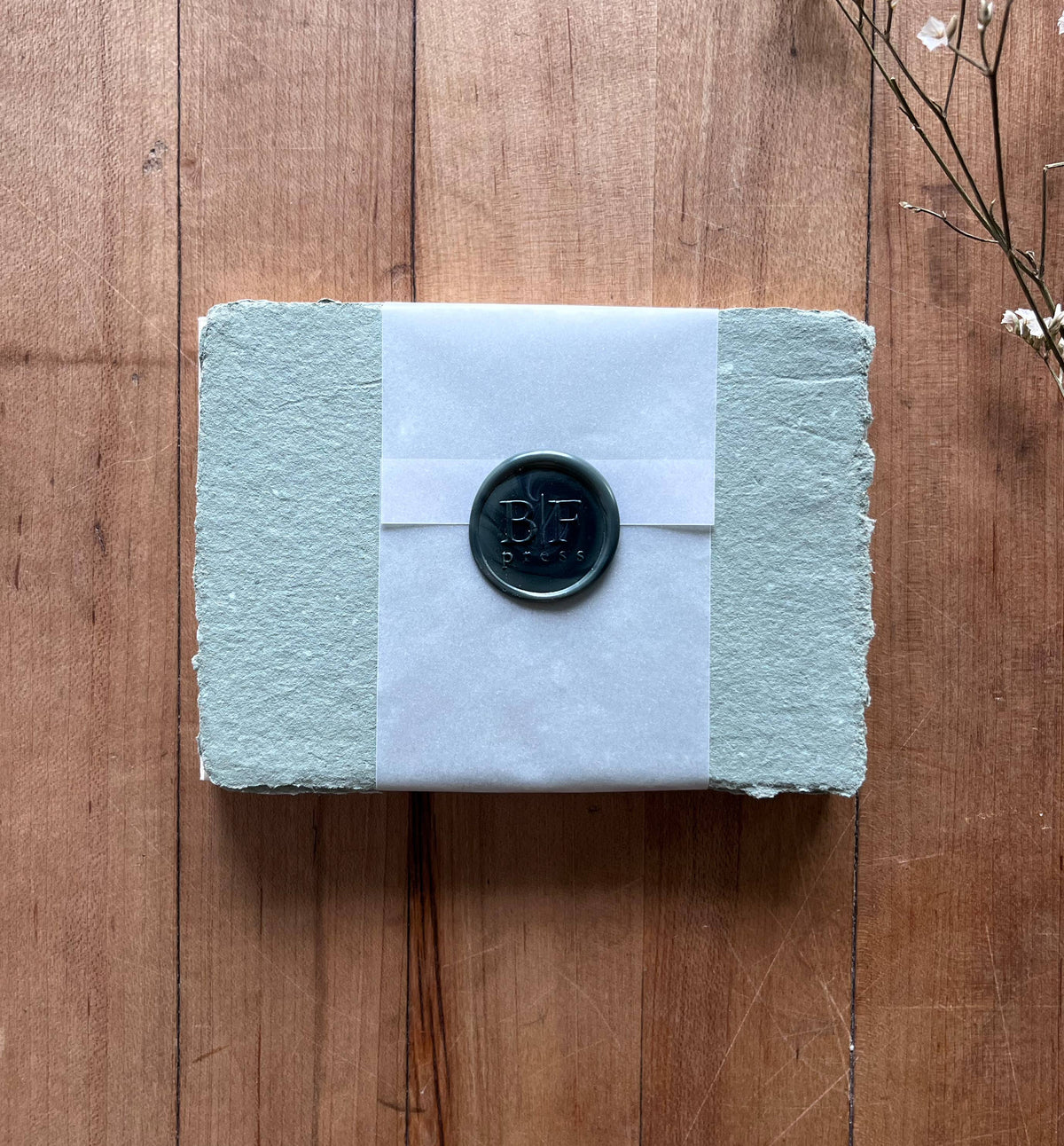 Mini set of cards with envelopes: Moss gold / Off-white