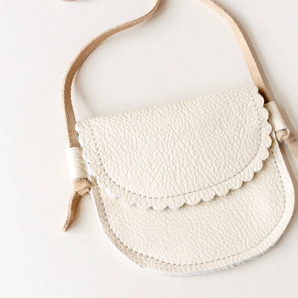 Little Girl Leather Purse in Cream