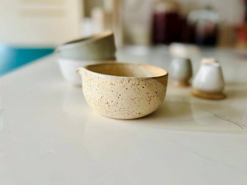 Wide bottom Matcha Bowl-Handmade Set- bowl and chasen holder: White
