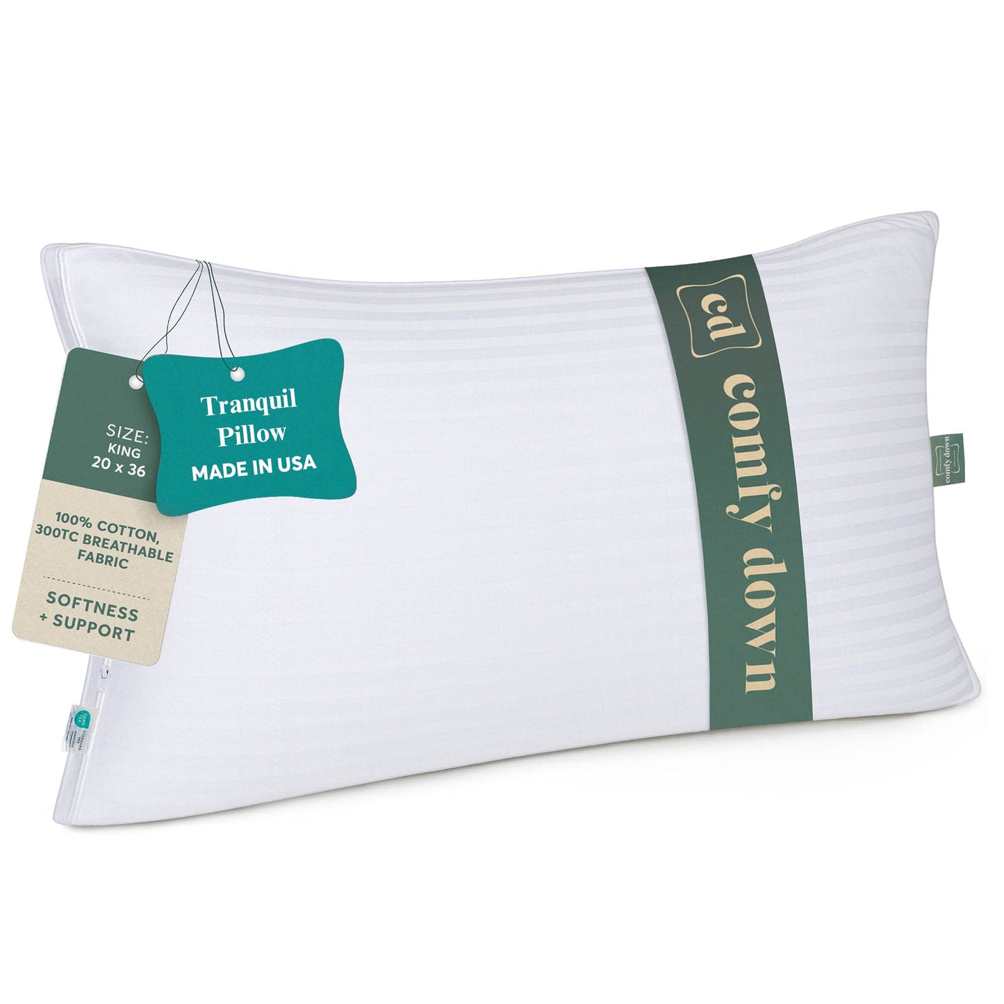 ComfyDown - ComfyDown Down Alternative Pillow for Back & Stomach Sleeper: Standard / Non-Gusset / Pack of 2