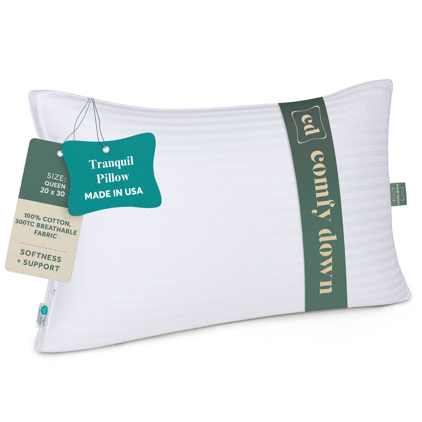 ComfyDown - ComfyDown Down Alternative Pillow for Back & Stomach Sleeper: Standard / Non-Gusset / Pack of 2