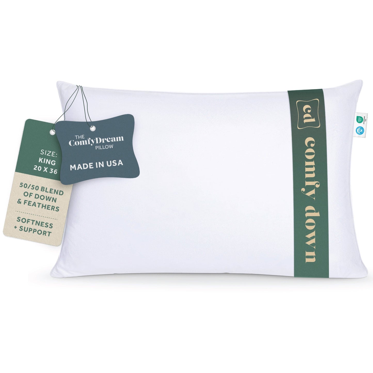 ComfyDown - ComfyDream Bed Pillow 50/50 Down Feather Blend: King