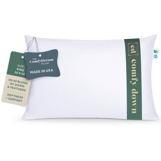 ComfyDown - ComfyDream Bed Pillow 50/50 Down Feather Blend: King