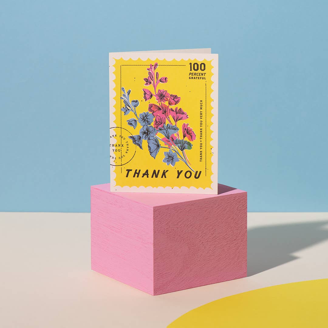 100 Percent thank you greeting card Red Cap Cards